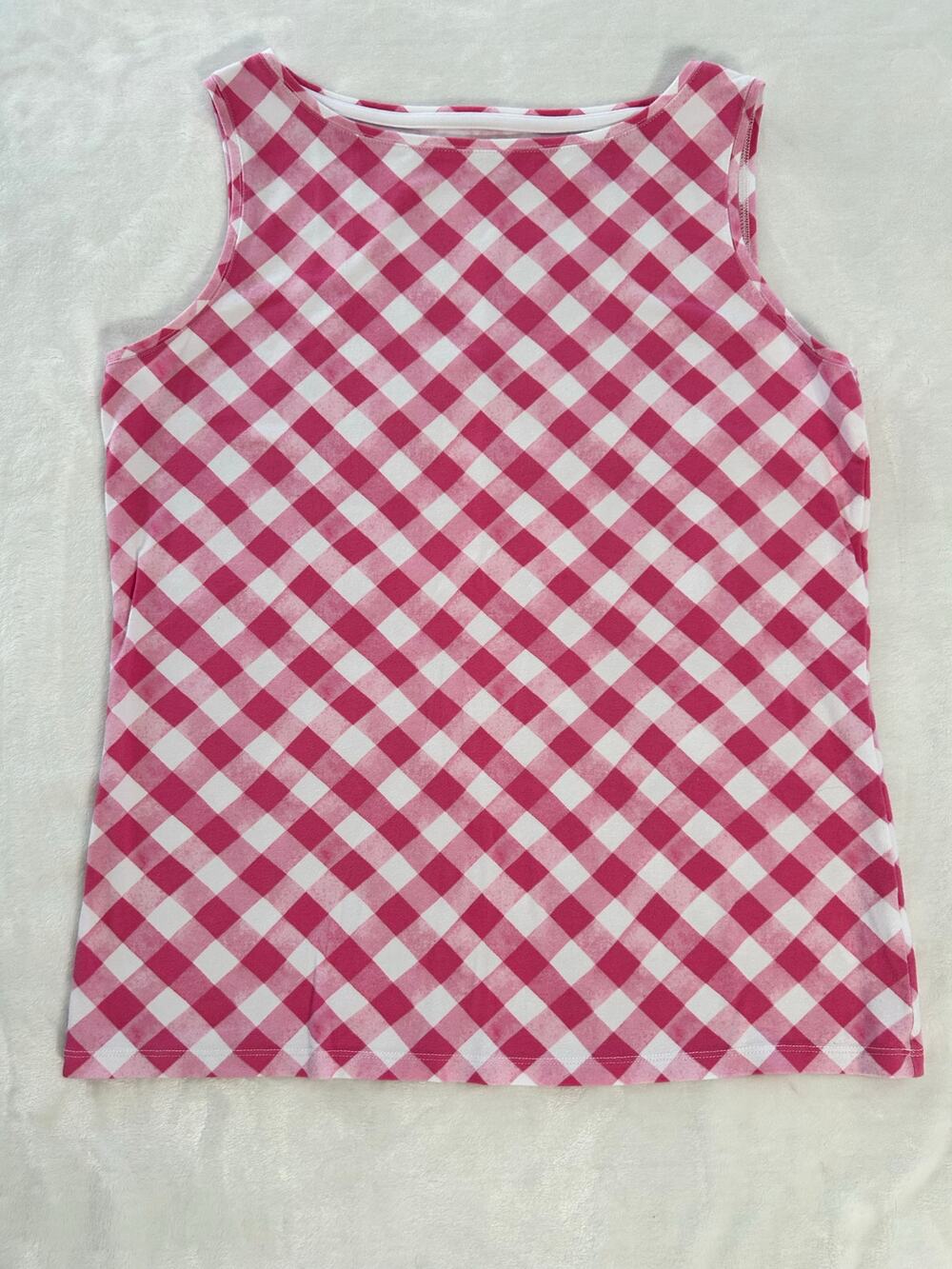 Talbots Pink Gingham Soft and Stretchy Tank Women's Medium